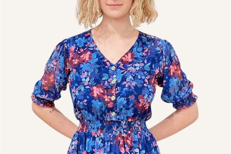Royal Hydrange Midi Dress