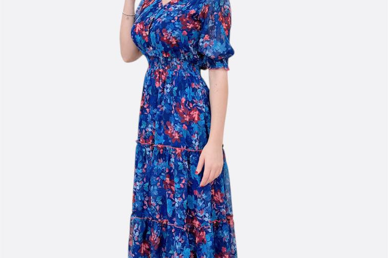 Royal Hydrange Midi Dress
