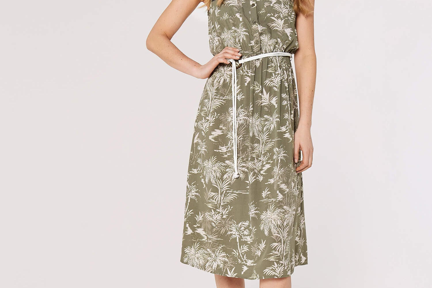 Tropical Palm Midi Dress