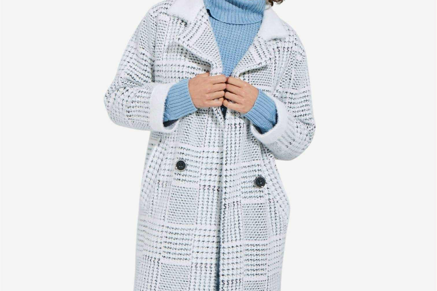 Mist BW Chequer Coat