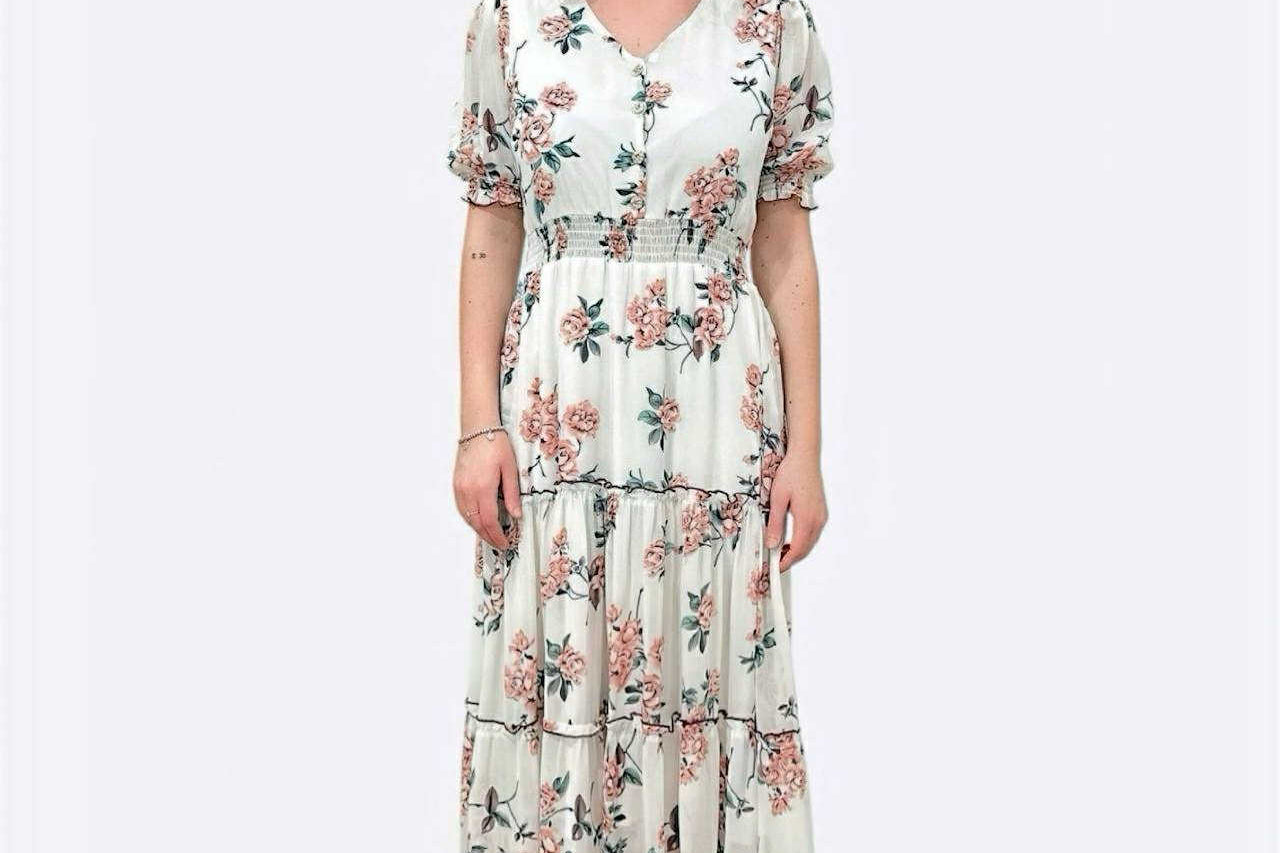 Royal Sage & Roses Dress
