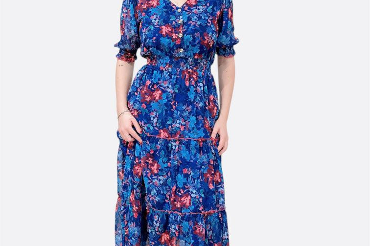 Royal Hydrange Midi Dress