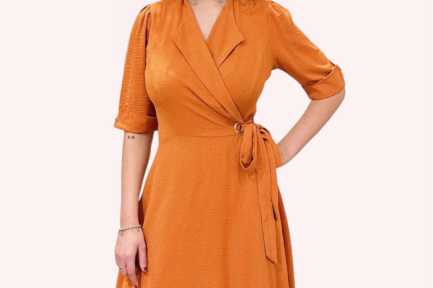 Zi Signature Wrap Dress (Apricot)