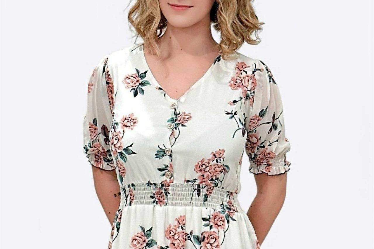 Royal Sage & Roses Dress