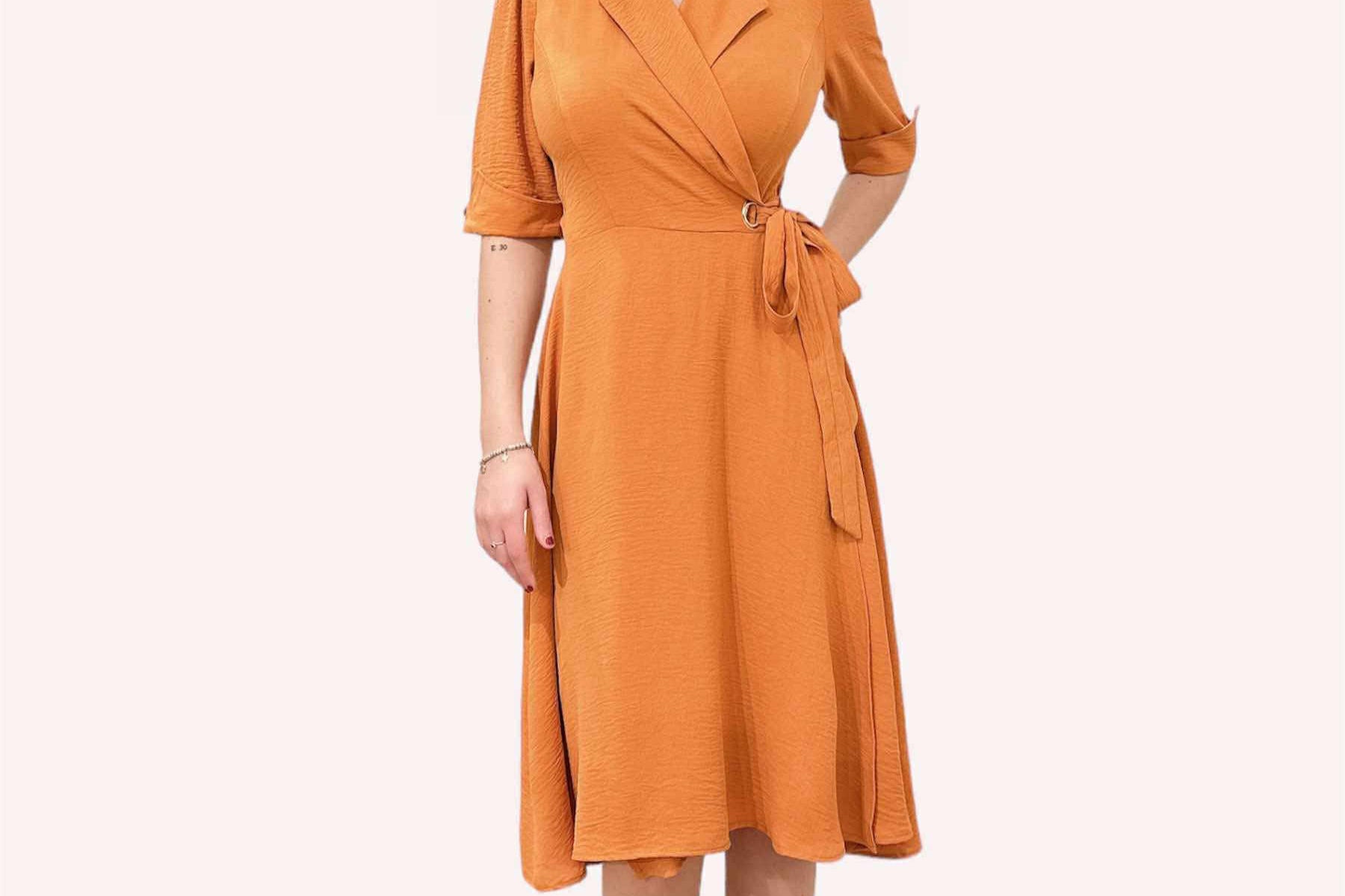 Zi Signature Wrap Dress (Apricot)